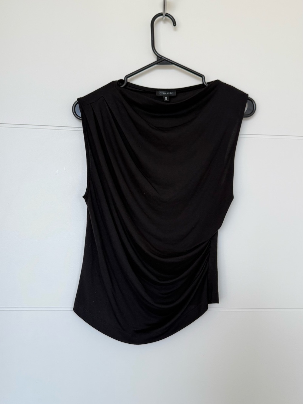 Dynamite Black Sleeveless Draped Front Tank